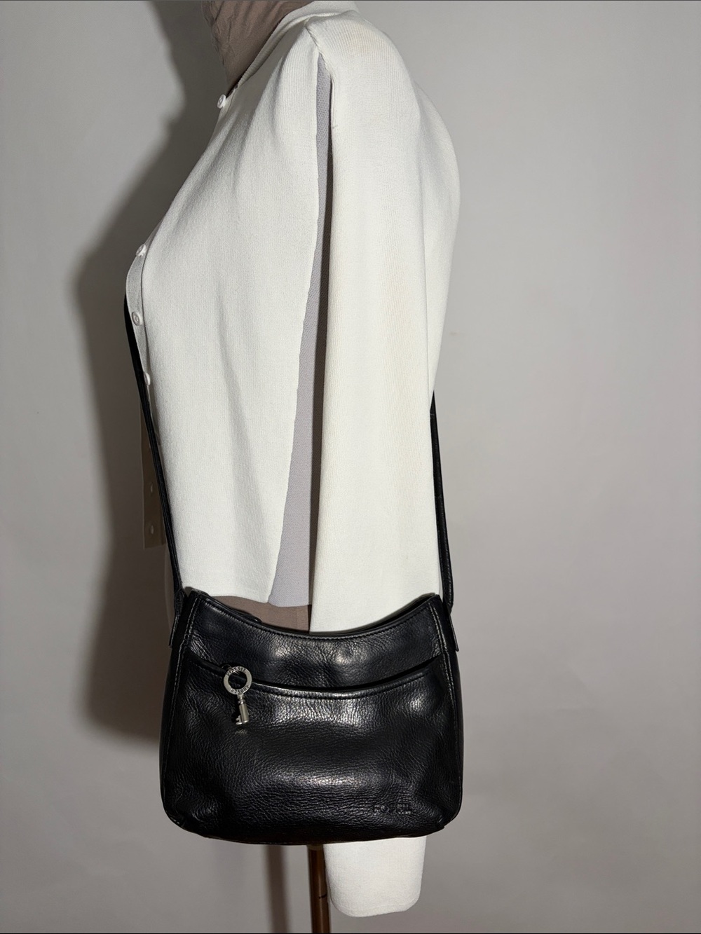 Fossil Mini  Black Y2K Leather Crossbody Purse Bag